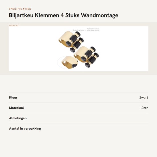 Biljart Keu Houder - Pool Cue Clip - Biljart Keuen Bewaren - Stevig Bevestigd - 4 Stuks - Metaal — afbeelding 2