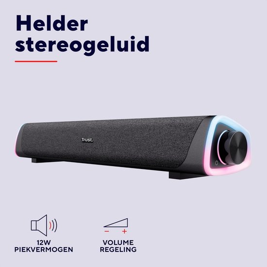PC Soundbar - Computer Speaker - Muziek Luisteren - Compact Stereo Geluid - 42 cm breed - Zwart — afbeelding 4