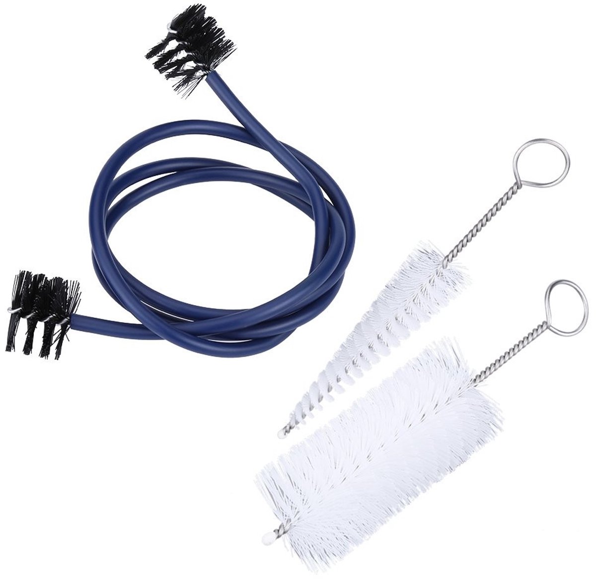 Dailygoods- Reinigingsborstels Set - 3 Soorten Borstels - Kegelvormig/Mondstuk - Lange/Korte Buizen - Roestvrij Staal - Duurzaam en Lichtgewicht - Trompetreinigingsset