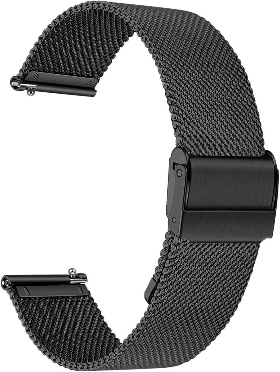 Horlogeband Metaal - Smartwatch Band - Dagelijks Gebruik - Verstelbare Gesp - 22 mm Breed - Zwart