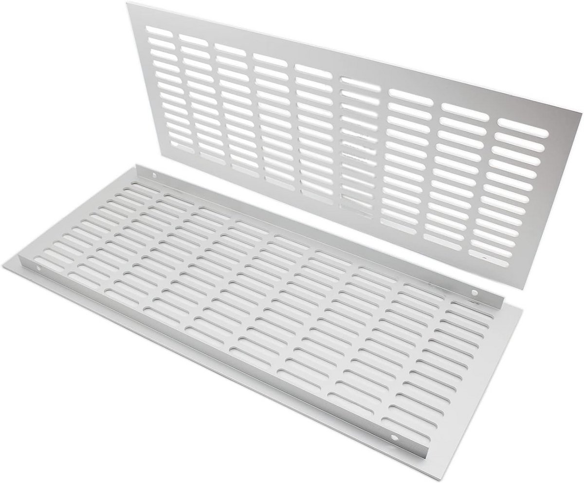 Ventilatierooster Set - Louvered Grill - Ventilatie Afdekken - Aluminium Legering - 40 x 20 cm - Zilverkleurig