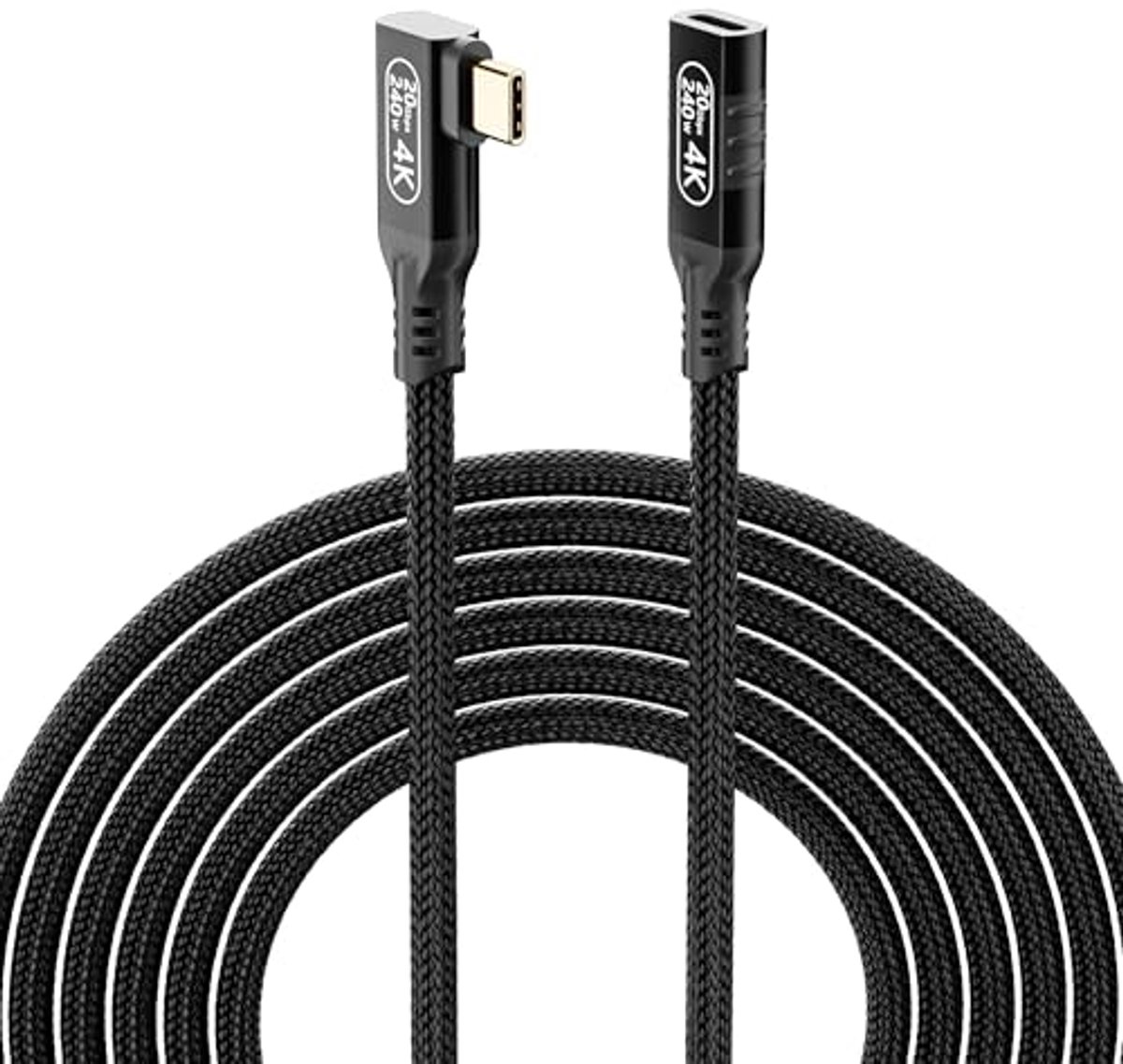 USB C Verlengsnoer - Type C Kabel - Snelle Data Overdracht - 90 Graden Hoek - 3 Meter - Zwart