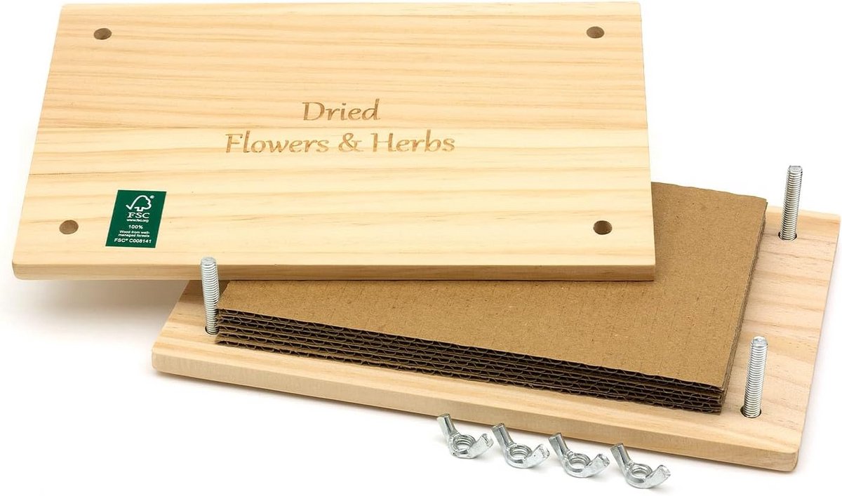 Bloemenpers Set - Houten Pers - Bloemen Drogen - FSC Gecertificeerd Hout - 14 x 23 cm - Na