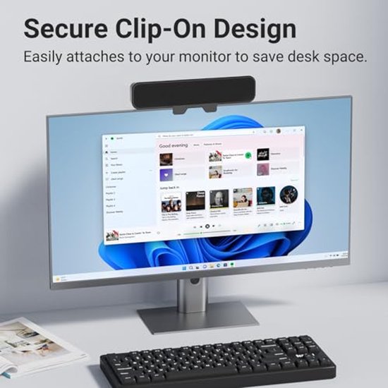 Computerluidsprekers - Soundbar PC - Muziek Luisteren - Verbeterde monitorclip - 20 cm breed - Zwart — afbeelding 2