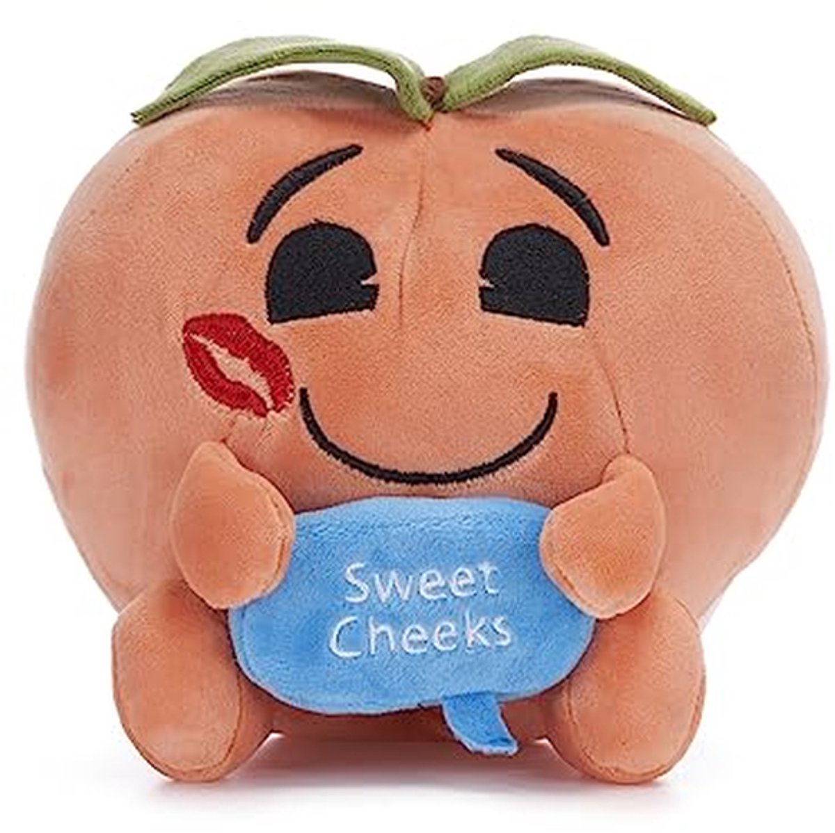 Pluche dier - Emoji knuffel - Decoratie of cadeau - Geborduurd met tekst - 18 cm - Perzik