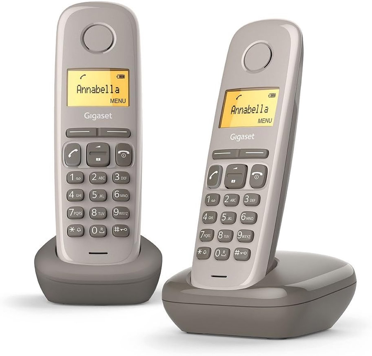 Draadloze Telefoon - DECT Telefoon - Thuis Bellen - Twee Handsets - 18 Uur Beltijd - Taupe