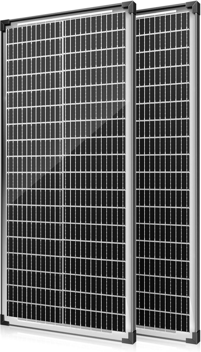 Zonnepanelen Set - Energie Opwekken - Duurzame Energie - Monokristallijn A+ Cellen - 2x 100 Watt - Zwart