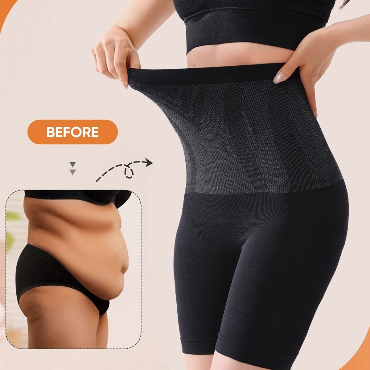Postpartum corrigerende shorts - shorts met hoge taille, sterke corrigerende werking, ademend, rolvast, afslankend en veilig voor vrouwen - maat L