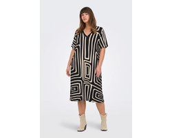 ONLY CARMAKOMA - CARFYRLA S/S V-NCK BLK AOP DRE NOOS - Dames - Mini jurken