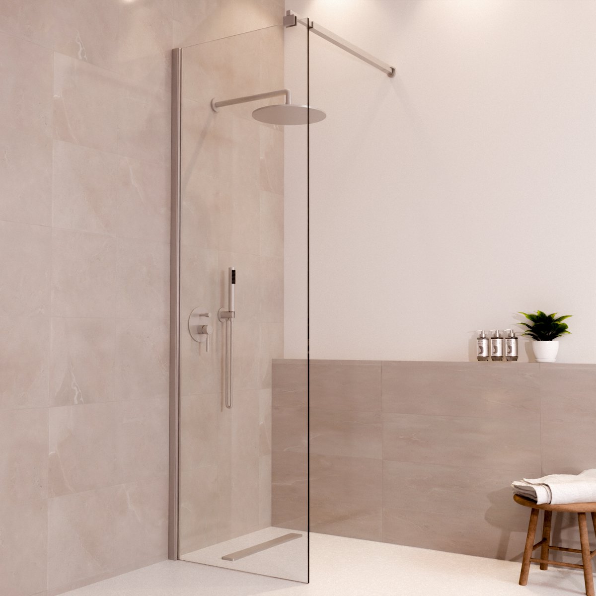 Lomazoo Douchewand Lima - 60x200 Cm - Inloopdouche Chroom - 8 Mm Helder Glas - Nano Coating Anti Kalk