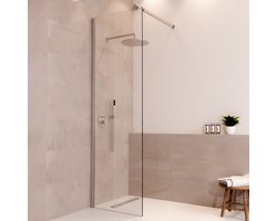 Lomazoo Douchewand Lima - 60x200 Cm - Inloopdouche Chroom - 8 Mm Helder Glas - Nano Coating Anti Kalk