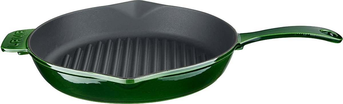 LAVA Geëmailleerde Gietijzeren Grillpan - Ø 28 cm - Met Grillribben - Alle Warmtebronnen
