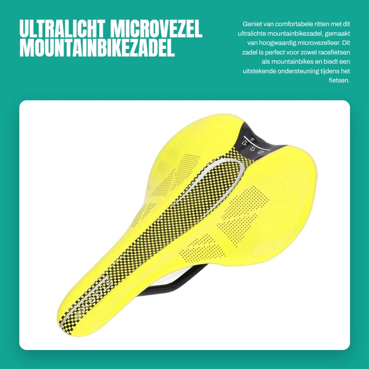 Dailygoods- Mountainbikezadel Ultralicht - Microvezelleer - Ergonomisch Ontwerp - Ademend - Comfortabel Rijden - Geschikt voor Racefietsen/Mountainbikes - Fietszadel