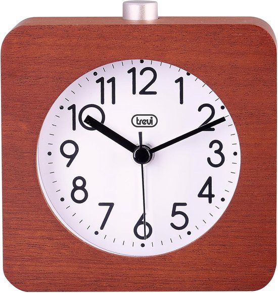 Houten Wekker - Natuurlijk hout - Rustig wakker worden - Stille veegbeweging - 9.5 x 9.5 cm - Houtkleur van houten — afbeelding 4