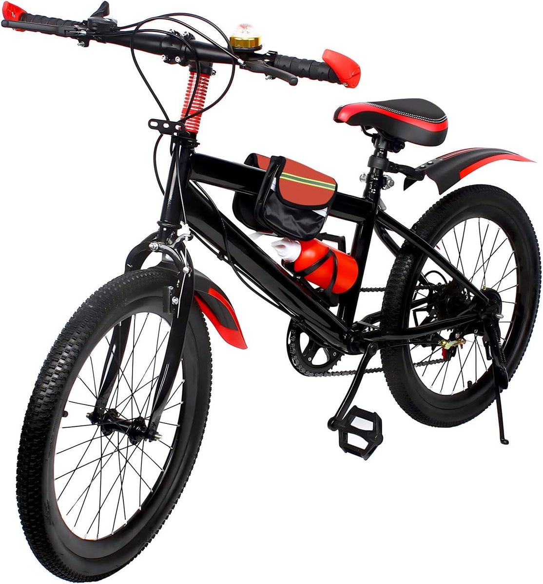 Kinder Mountainbike Jeugdfiets Avontuurlijk Buiten Verstelbaar Zadel 20 inch Zwart Rood
