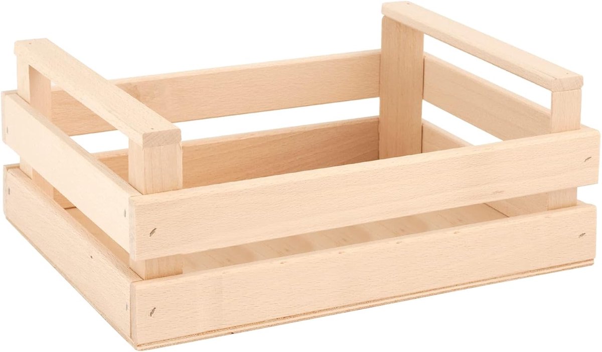 Houten Kist - Opbergkist Handvatten - Decoratieve Opslag - Onbehandeld Hout - 27x19.5x11.5cm - Natuurlijk