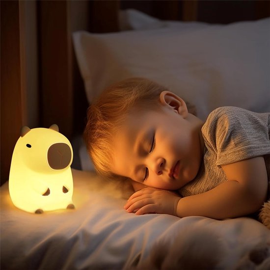 Nachtlampje voor kinderen met capibara-thema, bedlampje in de vorm van een capibara, met aanraakbediening, draagbaar, oplaadbaar, dimbaar, perfect verjaardagscadeau voor jongens en meisjes. van SKIEHAN — afbeelding 3