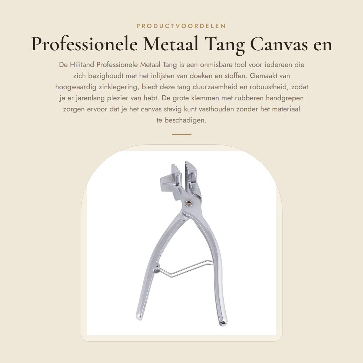 Dailygoods- Tang Hoogwaardige Zinklegering - Canvas Klemmen - Antislip Handvat - Robuust Gereedschap - Onmisbaar voor DIY - Ideaal voor Inlijsten