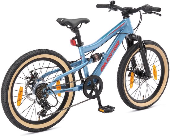 Bikestar kinderfiets MTB Fully Staal 7speed 20inch blauw/oranje — afbeelding 5