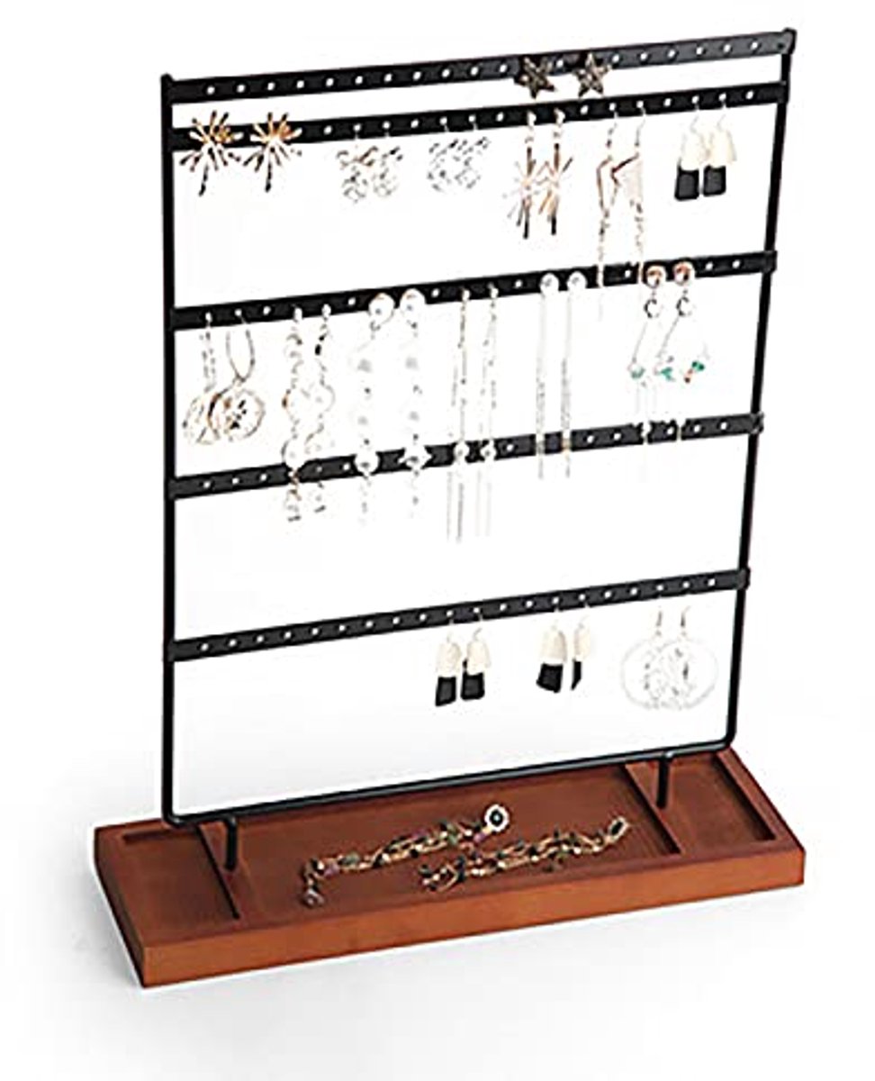 Sieradenstandaard - Oorbelhouder - Sieraden Organiseren - 100 Gaten - 26.5x35x7 cm - Zwart