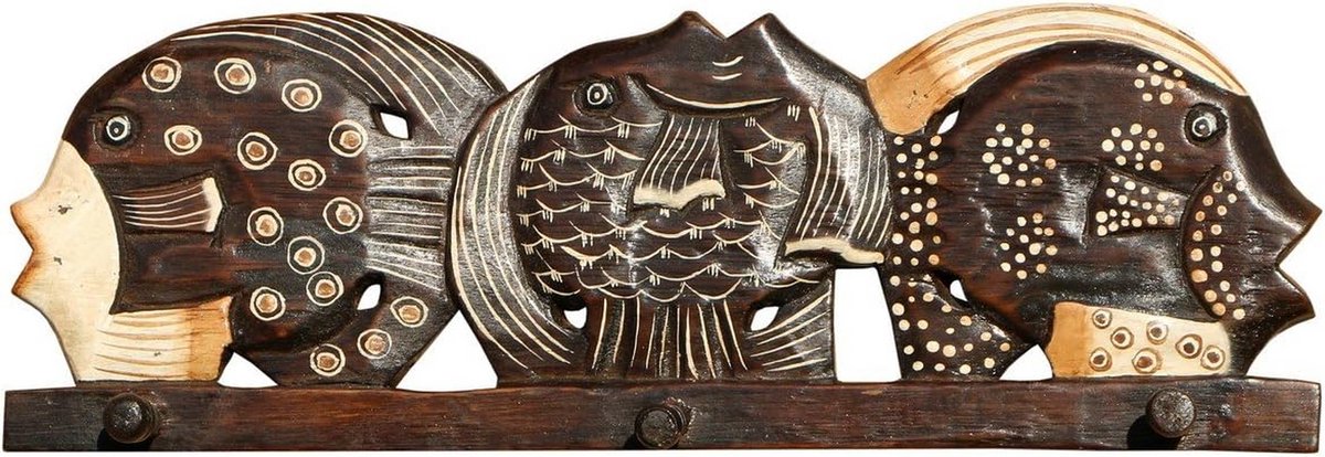 Kapstok haak - Vis decoratie - Kinderkamer inrichten - Handgemaakt houtsnijwerk - 30 x 16
