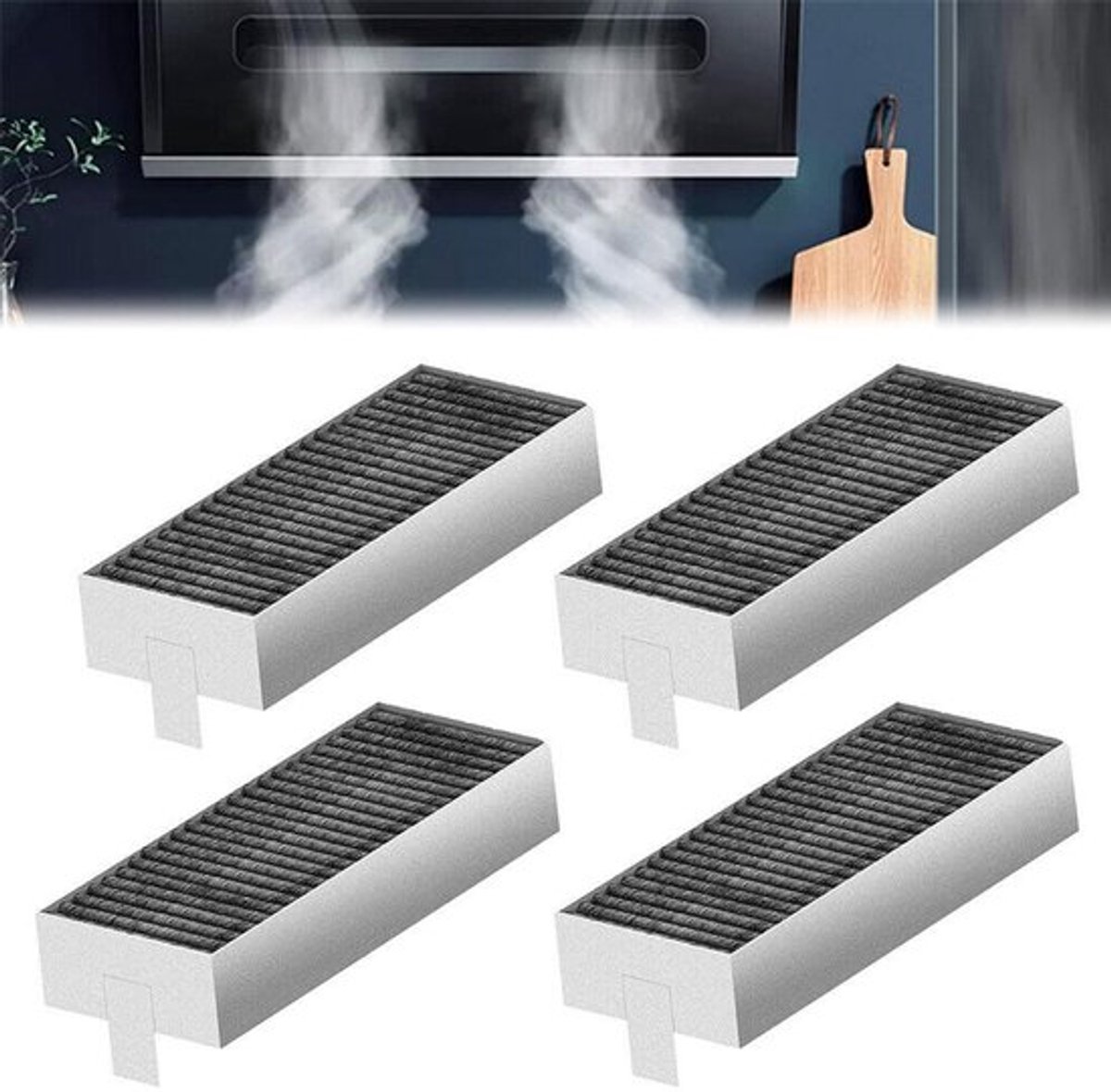 4 stuks - Afzuigkap Koolstoffilter geschikt voor Neff T48CD7AX2, EX807NX68E& PIE895B15E/01、PXX895D66e/20 -193 x 75 x 35 mm