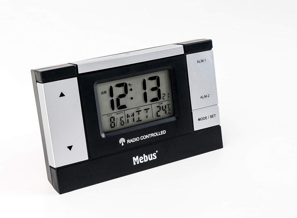 Draadloze Wekker - Digitale Klok - Tijdweergave - Automatische Tijdinstelling - 12 x 7.5 cm - Zwart