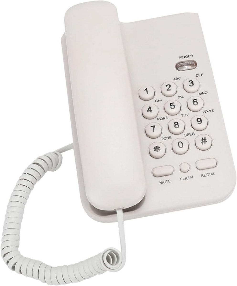Vaste Telefoon - Bureau Telefoon - Thuisgebruik Kantoor - Batterijvrij Ontwerp - 19 cm Lengte - Wit