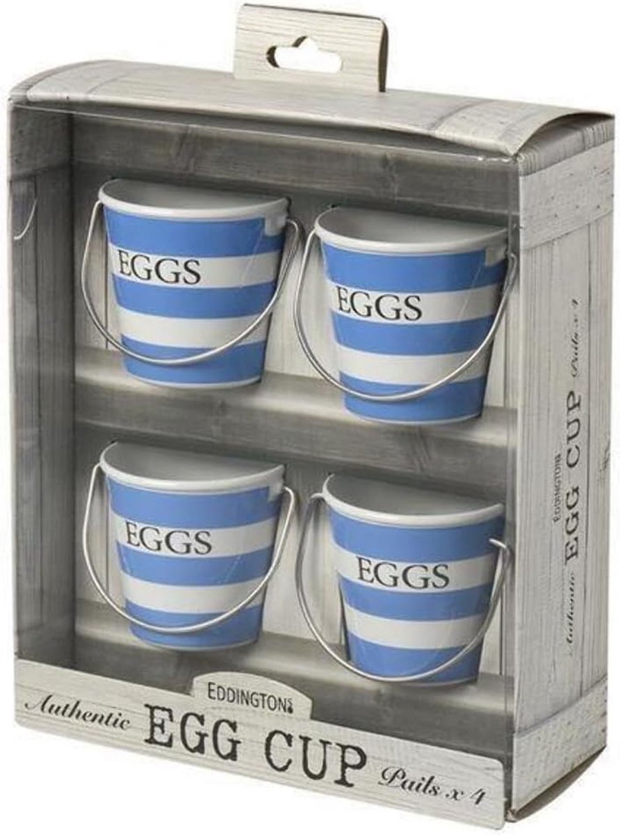 Set van 4 Eierdopjes Blauw Wit