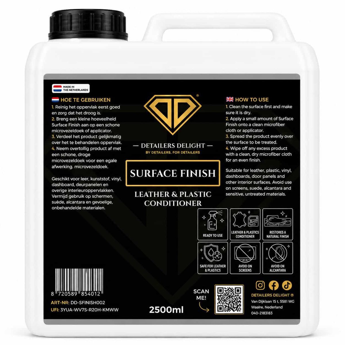 DETAILERS DELIGHT SURFACE FINISH – LEATHER & PLASTIC CONDITIONER 2.5L