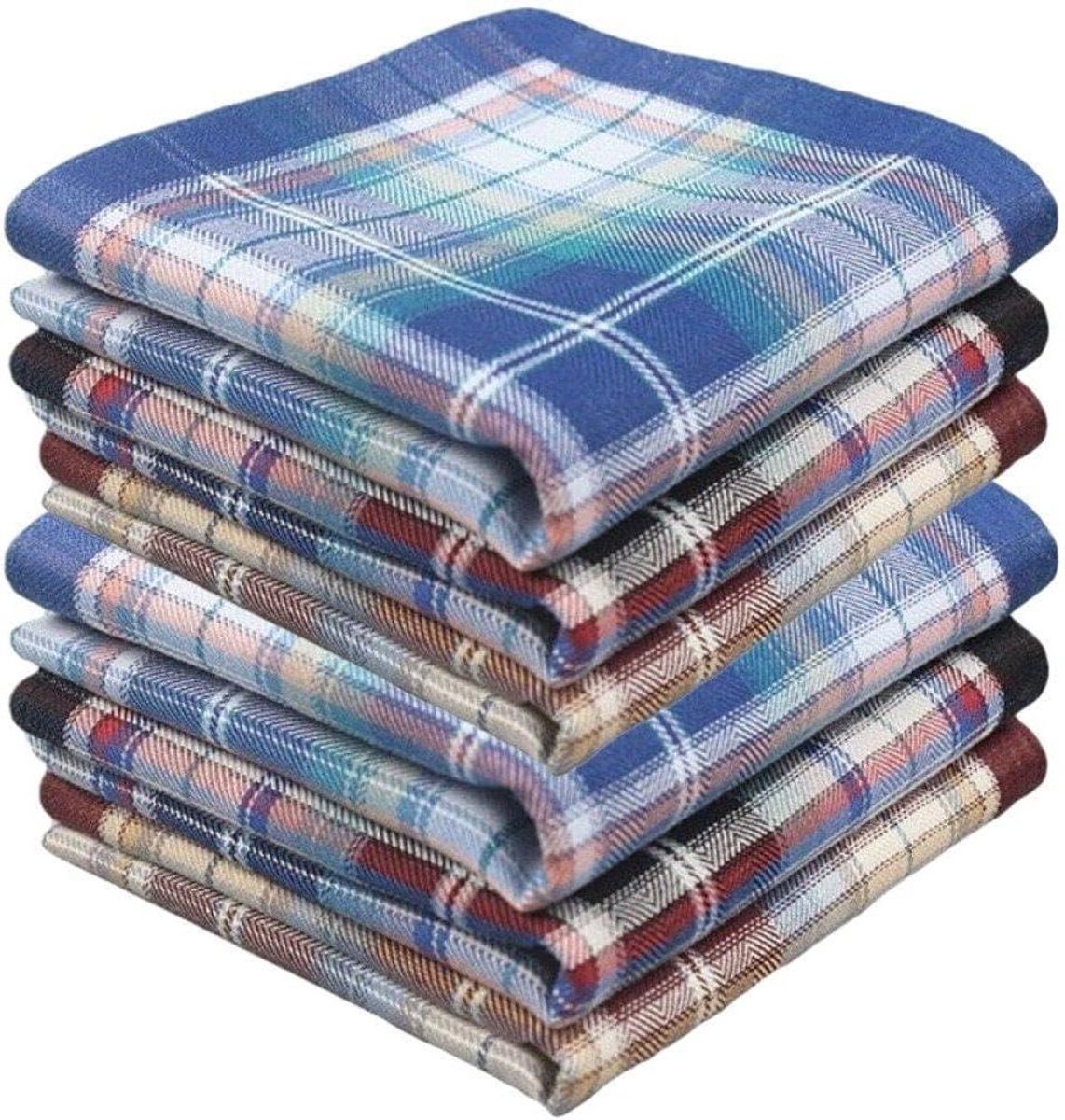 Zakdoeken Heren - Katoenen zakdoeken - Dagelijks gebruik - Zacht en absorberend - 6 stuks - Gestreept geruit