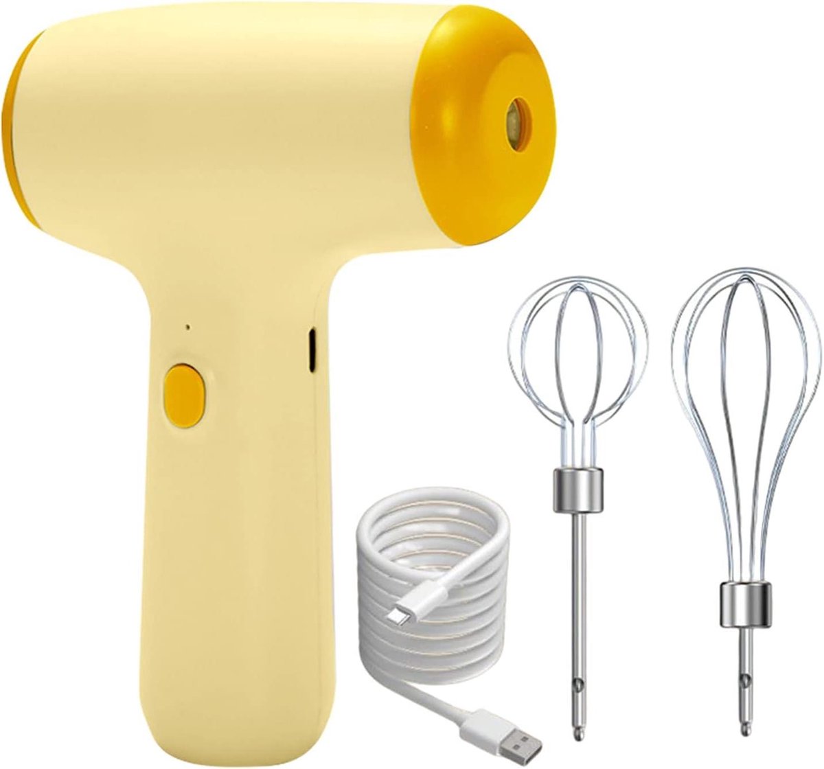 Elektrische Mixer - Handmixer Keuken - Snel Bakken - Compact Draadloos - 11x7x16.5cm - Beige