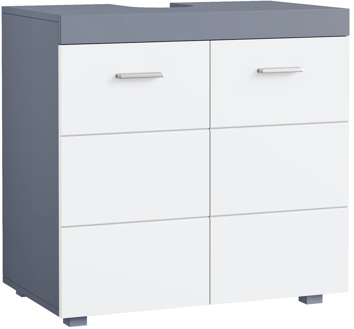 CINK Living® Wastafelonderkast met 2 Deuren – Badkamerkast met Verstelbare Legplank – Waterbestendig MDF – Wit/Grijs – 60 x 31 x 60 cm