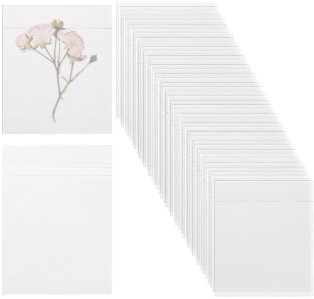 Dailygoods- Pergaminezakjes 60 stuks - Zelfklevende Papieren Draagtas - Waspapier Zakjes - Voor Koekjes/Snoep - 13 x 9,2 cm - Ideaal voor Verpakking