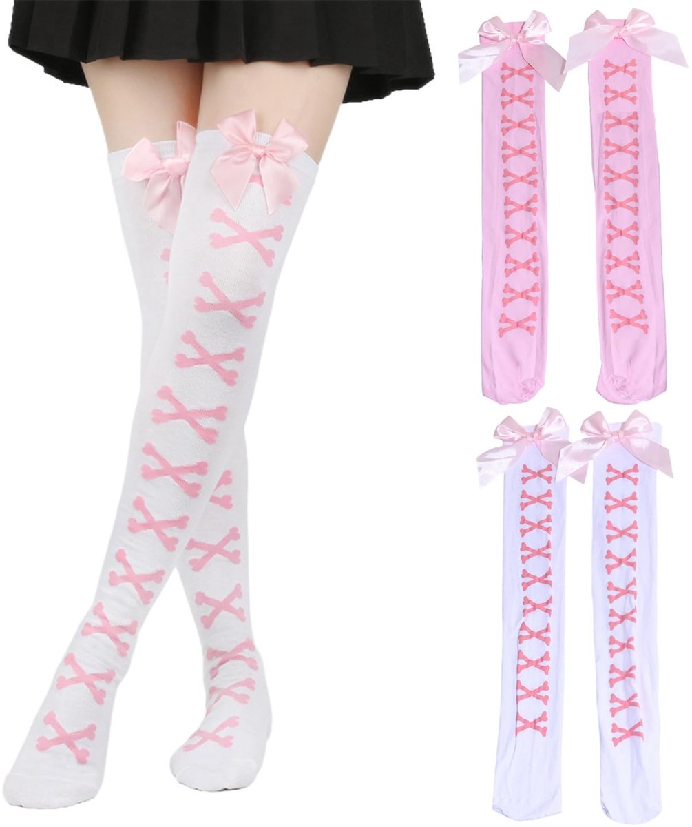 Dailygoods- Dijhoge Sokken - 2 Paar - Rekbare Dijen - Meisjes Kniekousen - Lange Sokken - Overknee Sokken - Perfect voor School/Sport