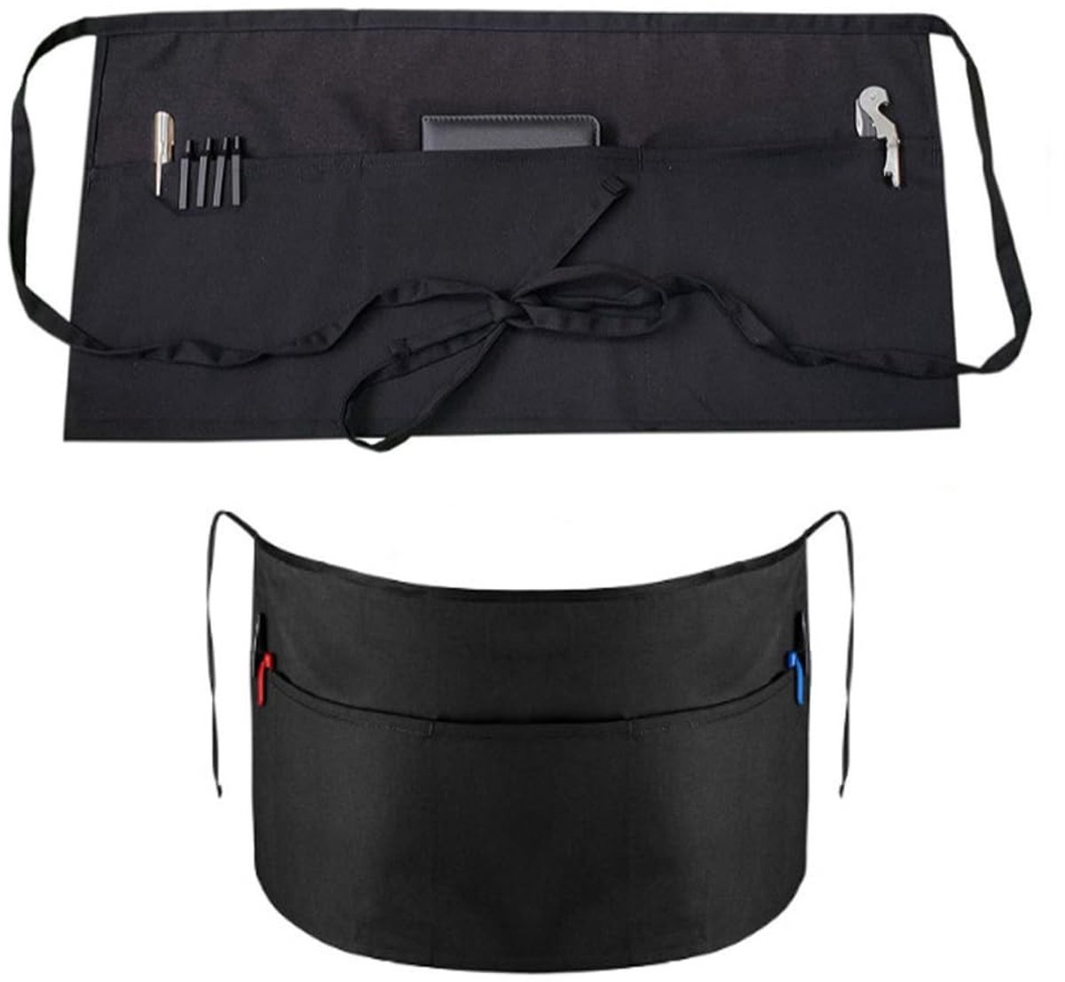 Dailygoods- Schort met Zakken - Zwart - Eén Maat - Keukenschort - Koken - Duurzaam Materiaal