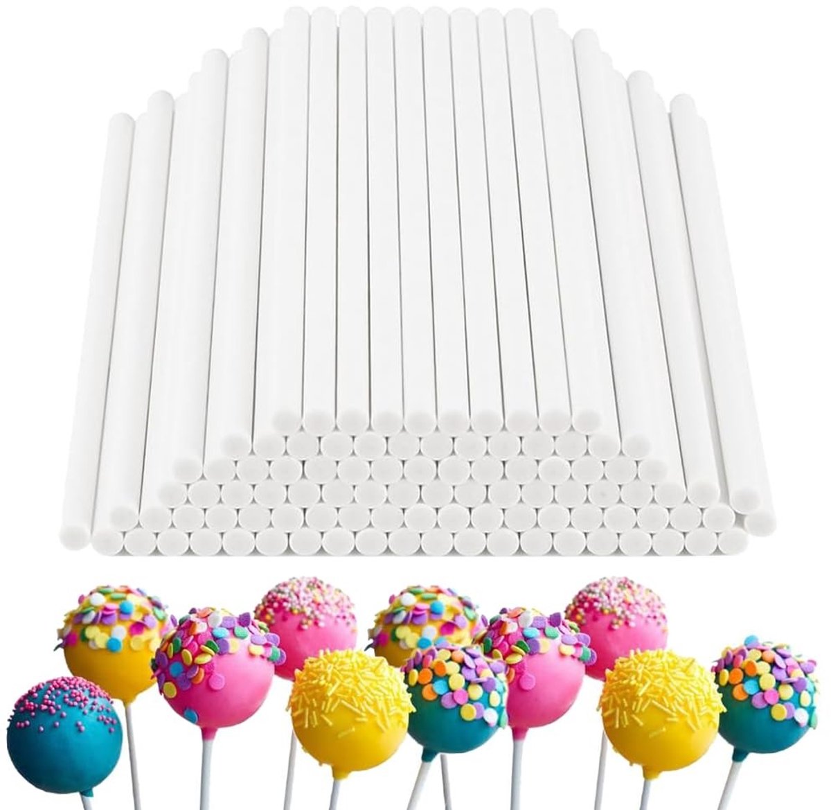 Dailygoods- Cakepops 100 Stuks - Witte Ijstokjes - Lolly Gereedschap - 10 cm - Papier - Lichtgewicht - Geen Scherpe Randen - Lollystokjes