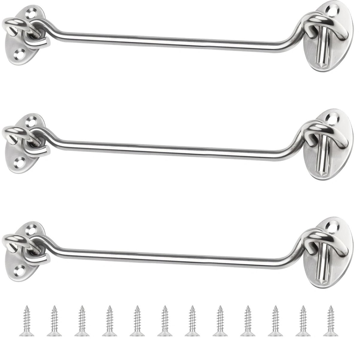 Dailygoods- Stormhaken 3 Stuks - 20 Inch Roestvrij Staal - Deursluiting - Versterkt en Slijtvast - Diefstalbestendig - Eenvoudige Installatie