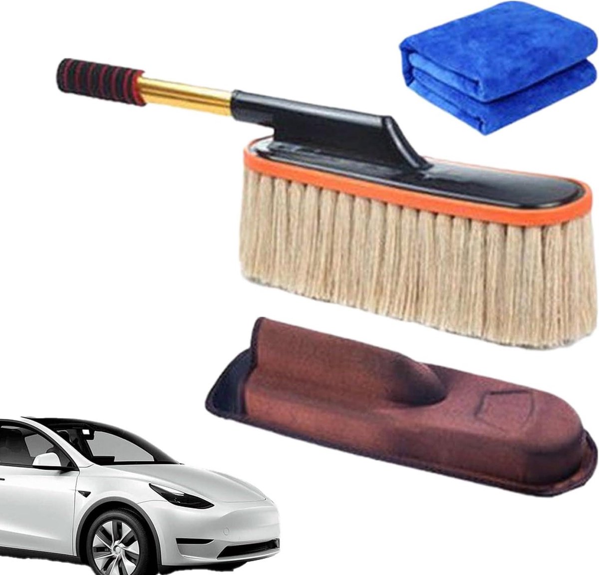 Detailborstelkit Auto - Interieur Reiniging - Voertuig Poetsen - Krasvrije Vezels - 3 Delig - Set A