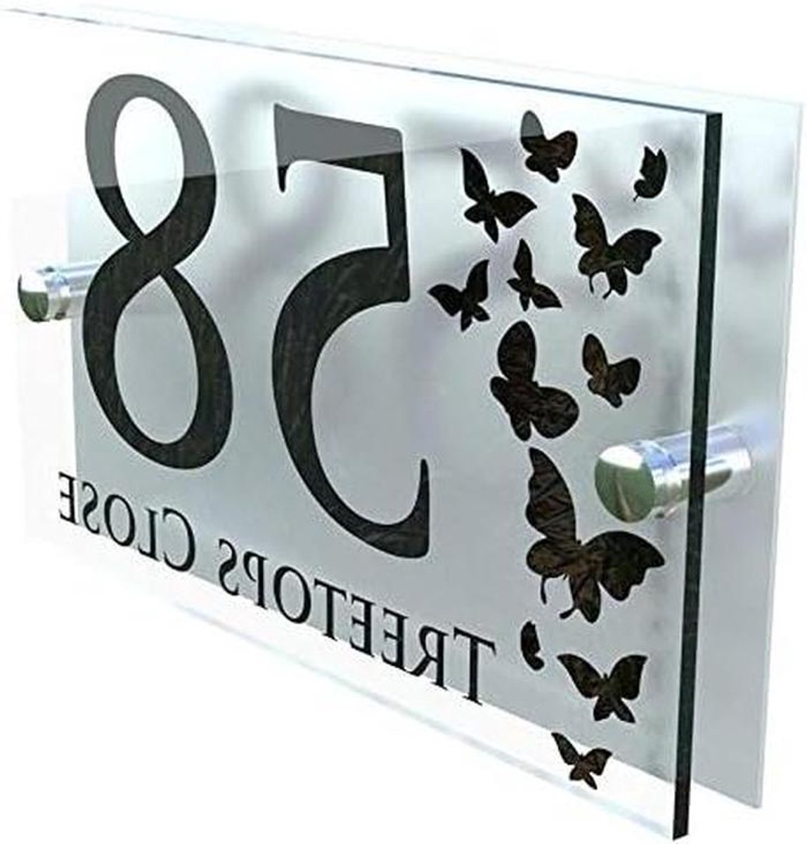 Huisnummer Plaquette - Adresbord Deur - Huis Identificatie - Klassiek Lettertype - 20x14cm - Wit