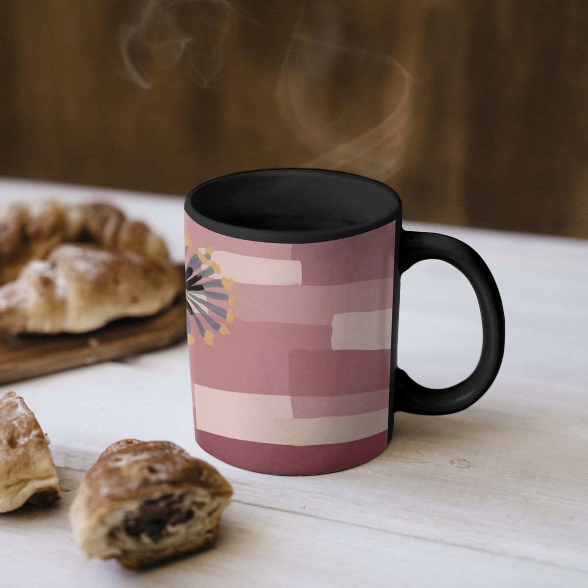 Magische Mok - Foto op Warmte Mokken - Koffiemok - Illustratie - Bloemen - Vlakken - Abstract - Magic Mok - Beker - 350 ML - Theemok