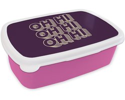 Broodtrommel Roze - Lunchbox Oh hi - Paars - 3D - Brooddoos 18x12x6 cm - Brood lunch box - Broodtrommels voor kinderen en volwassenen