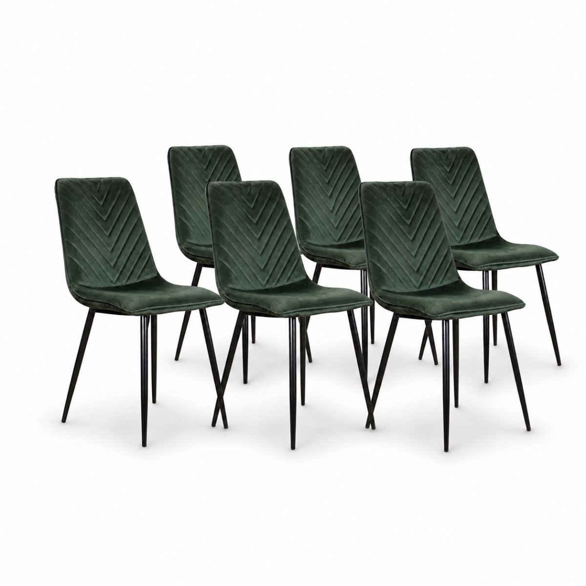 DS4U® - Gaby eetkamerstoel - Set van 6 - Groen - Velvet