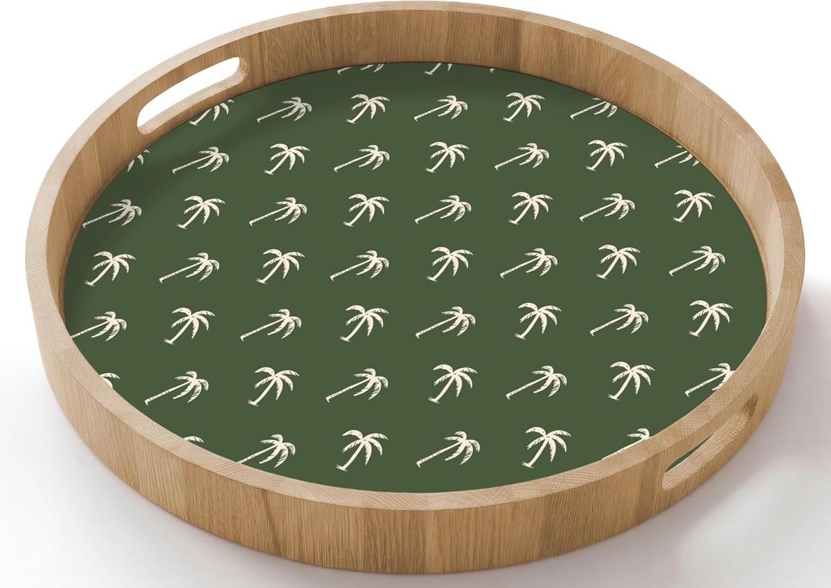 Houten Dienblad Rond - Serveerschaal Met Handgrepen - Ontbijt Op Bed - Krasbestendig Hitte