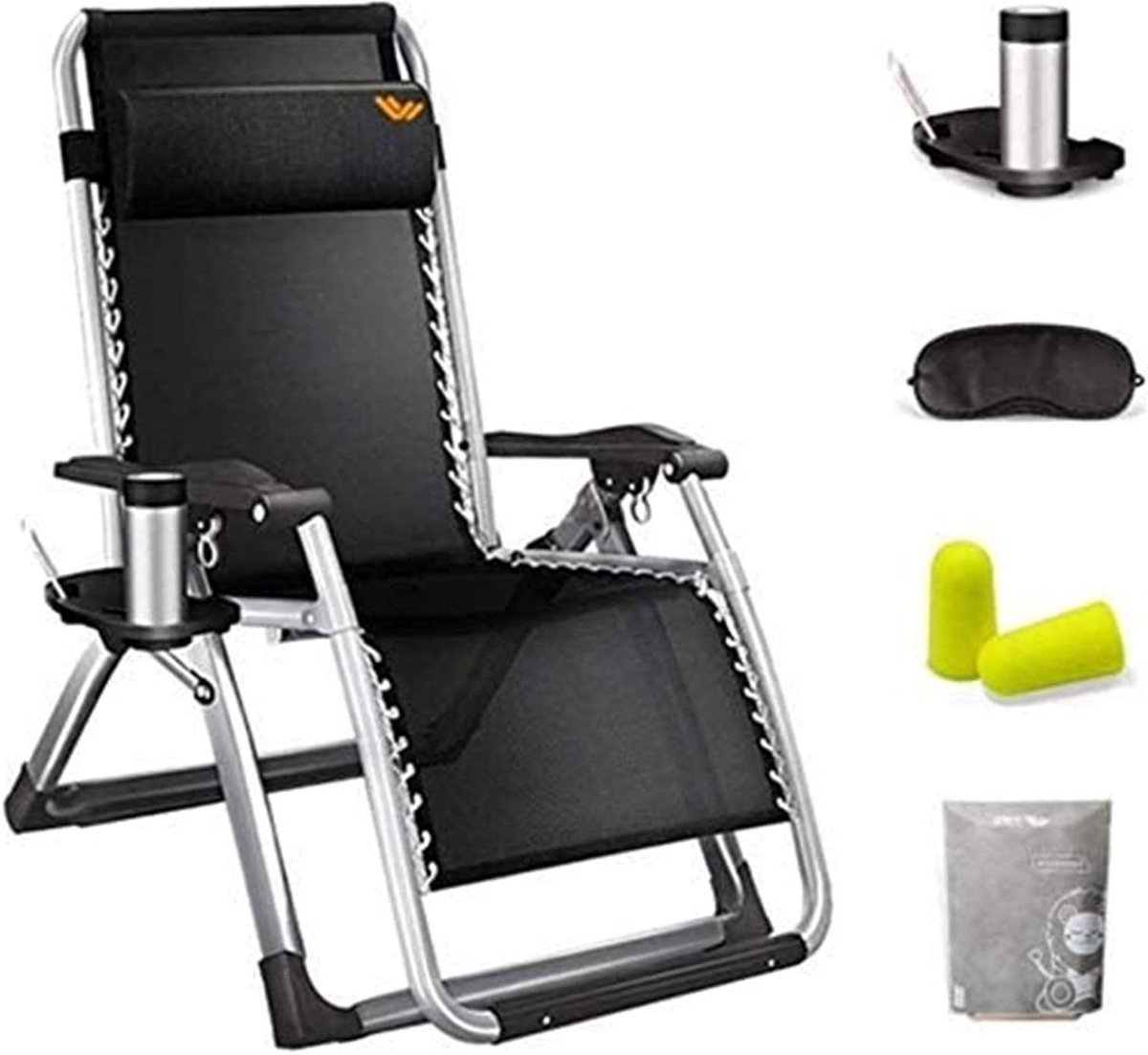 Ligstoel Camping Stoelen Tuin Ligstoelen Vouwstoel Opvouwbare Ligstoel, Gevoerde Tuin Ligstoel met Afneembare Hoofdsteun, Draagbare Ligstoel voor Patio Balkon Strand, Dragend 200KG