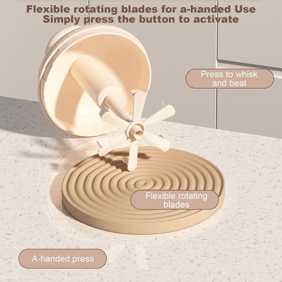 Eierroerder Handmatig - Keukenmixer Dranken - Eieren Mengen - Compact Draadloos Ontwerp - 550 ml - Wit — afbeelding 2