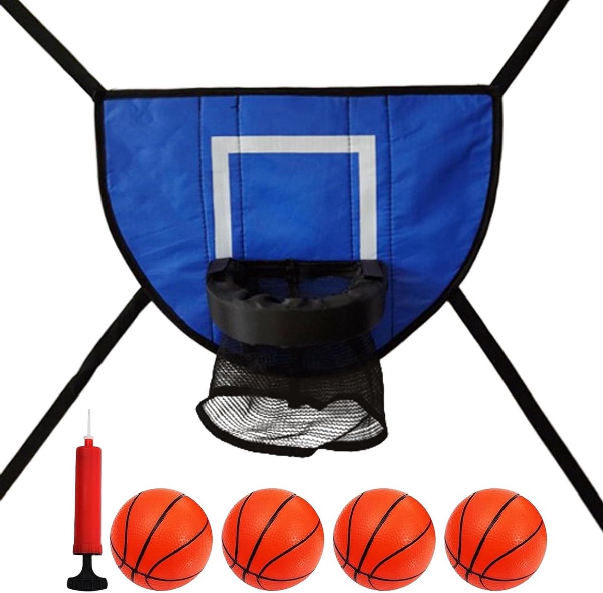 Trampoline Basketbal Set - Trampoline Basketbalring - Fitness Plezier - Zacht Gevoerd Frame - 49 x 36 cm - Blauw
