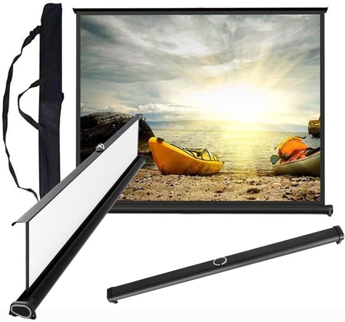 Projectiescherm Handmatig - Filmscherm Mobiel - Thuisbioscoop Presentaties - Zelfstaand Stabiel - 30 inch 4:3 - Wit
