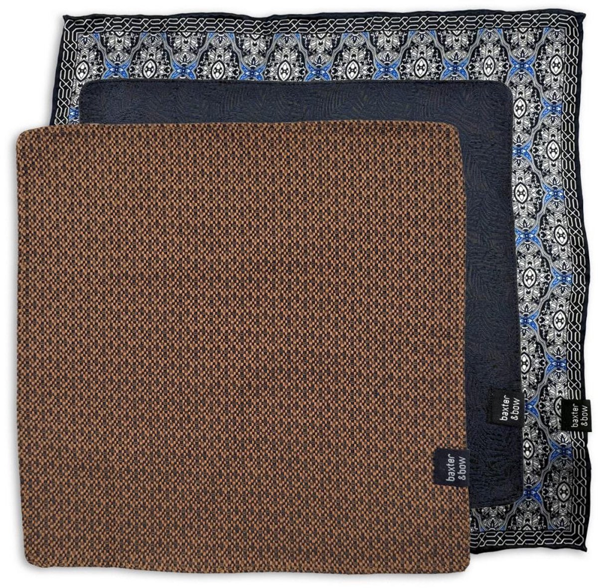Baxter & Bow - Pochet Set Heren - 3 Stuks - Mocha Midnight