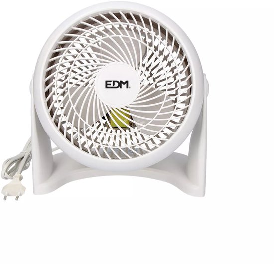 Staande ventilator EDM 45W 40 cm wit, 3 standen, verstelbaar hoogte 105-125 cm, draaifunctie, 3000 m³/u